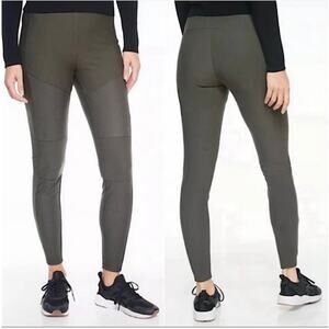 Athleta Pants Womens 10 Tall Green Olive Madison Moto Skinny Side Zip Stretch